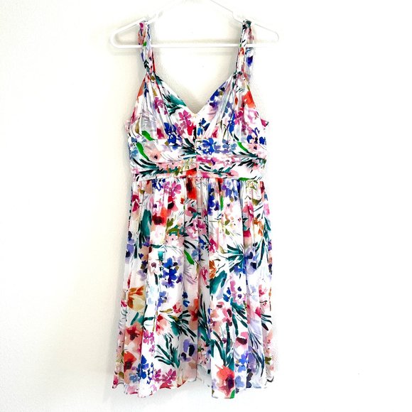 Amanda Uprichard Mermaid Naples Dress Floral Smocked White Multi Women's Size M - Picture 1 of 16